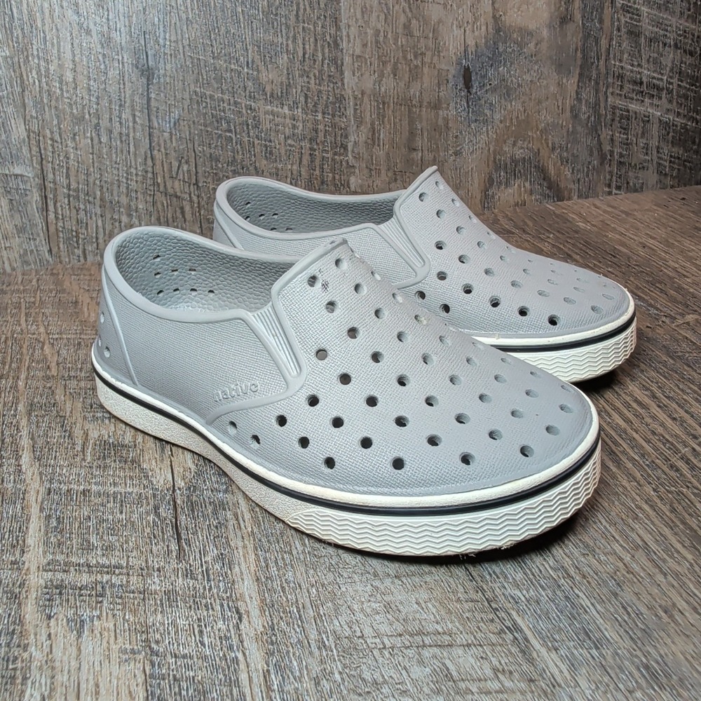 Native Shoes Miles Kids Boys Girls Water Slip-On Casual Sneakers Gray White US 8